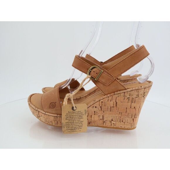 Born Lenore Platform Wedge Sandals Womens Size 11 M Brown Leather Buckle Shoes - Picture 4 of 11